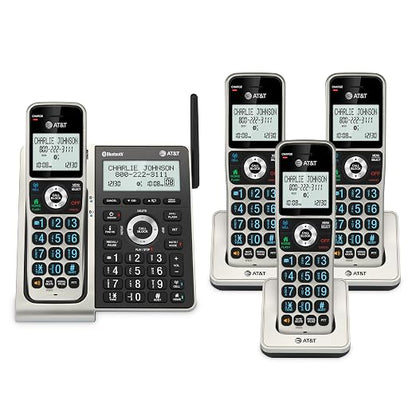 AT&T BL3107-4 DECT 6.0 4-Handset Cordless Phone, Titanium Black | Bluetooth Connect to Cell, Smart Call Blocker, Digital Answering System, Extended Range, Big Buttons