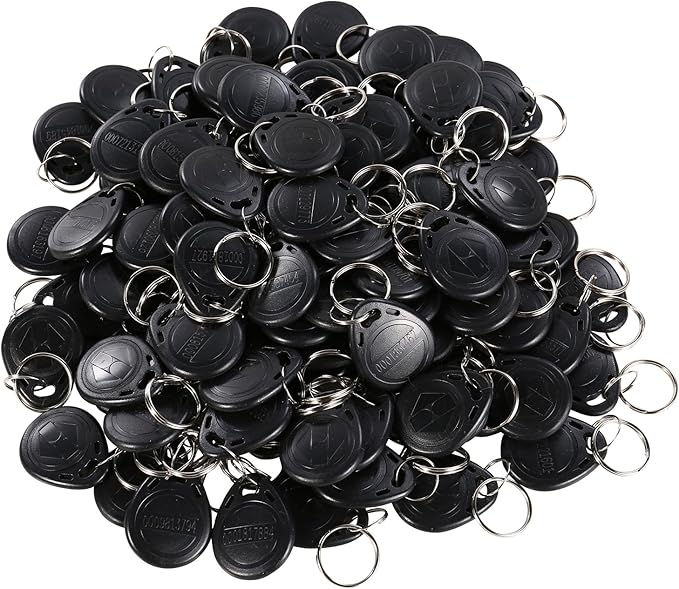 125khz RFID Smart EM ID Read Only Entry Access Keyfob Tag Token Keychain Card (100 Pack) (Black)