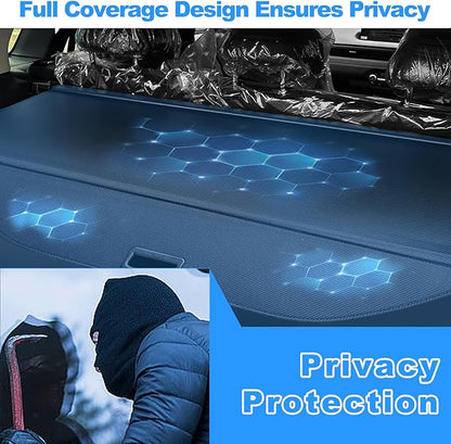 AUXKO Retractable Cargo Cover for Hyundai Ioniq 5 2026 2025-2022 with 4PCS Headrest Hooks, Trunk Cover Luggage Security Shade Cover Shielding Shade Anti-Peeping Luggage Privacy Screen, Carbon Fiber