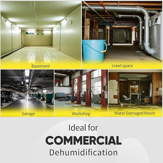 190PPD Commercial Dehumidifier with Pump for Basement-6000Sq.Ft. Warehouse, Large Space Crawl Space Dehumidifier for Efficient Water Damage Restoration-Auto Defrost, Memory Starting, Yelow-2PC
