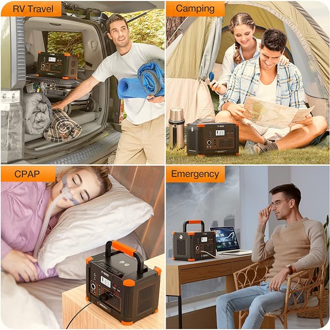 Portable Power Station 500W(Peak 1000W), 519Wh Outdoor Solar Generator