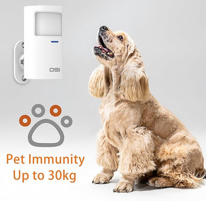 OSI Wireless Motion Sensors (Gen 2) White - Accessory for OSI Smart Alarm System (Gen 2), Wireless, Includes 2 AA Batteries, Pet Immunity, Wide Angle 110°. Qty 1