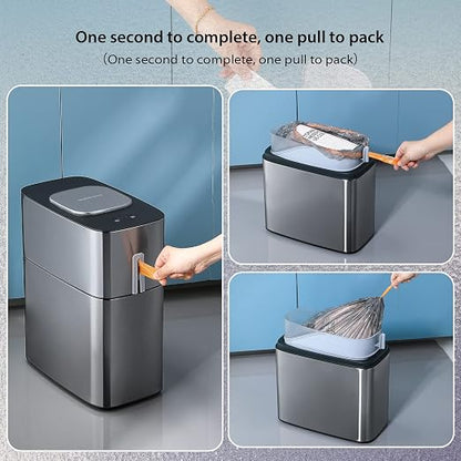 MOPUP Bathroom Trash Cans with Lids | 4.5 Gallon Motion Sensor Stainless Steel Automatic Privacy Garbage Can | Smart Dogproof Trash Bin for Bedroom,Office,Toilet,RV