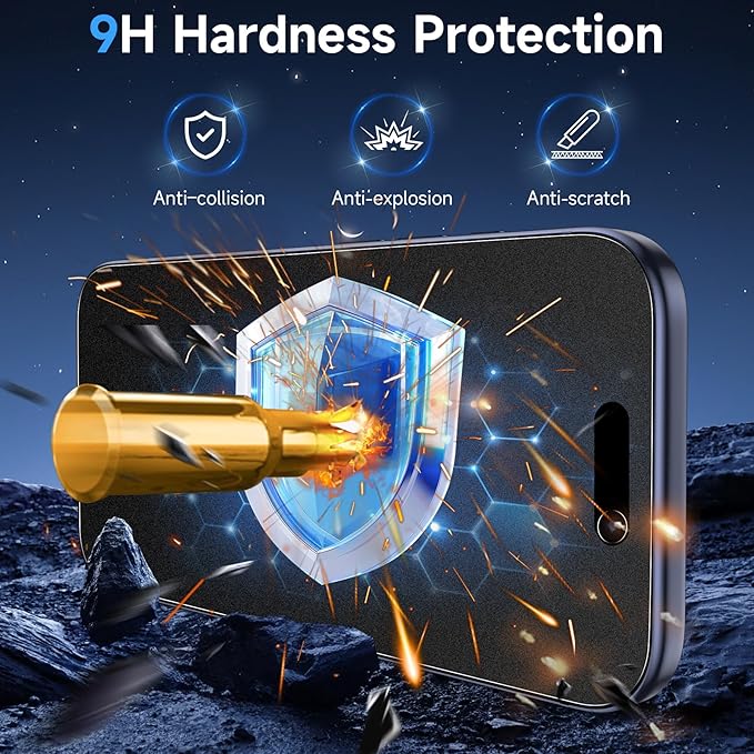 YWXTW 2 Pack Matte Glass Screen Protector for iPhone 17 Pro, 26° Anti-Spy iPhone 17 Pro Privacy Screen Protector Anti-Glare & Anti-Fingerprint Case Friendly Tempered Glass Film, Bubble Free