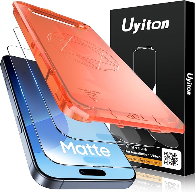Uyiton Compatible with iPhone 16 Pro Max Matte Screen Protector - Anti-Fingerprint Shatterproof Full Coverage Smooth as Silk 9H Tempered Glass Screen Cover, 2 Pack