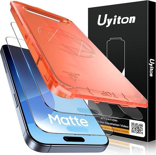 Uyiton Compatible with iPhone 16 Pro Max Matte Screen Protector - Anti-Fingerprint Shatterproof Full Coverage Smooth as Silk 9H Tempered Glass Screen Cover, 2 Pack