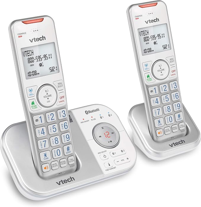 VTech VS112-27 2 Handset Cordless Phone with Answering Machine, Call Blocking, Caller ID, Intercom and Connect to Cell