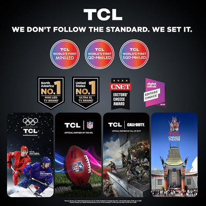TCL 85 Inch Class QM7K Series | Mini LED QLED 4K HDR | 85QM7K, 2025 Model | 120HZ-144HZ Anti Reflective Screen Smart Google TV Dolby Atmos Onkyo Audio | Voice Remote Alexa Gaming Streaming Television