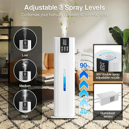 8L/2.1 Gal Smart Humidifier Large Room, Top Fill Cool Mist Humidifiers for Bedroom with App & Remote Control, Night Light, 24H Timer, Aroma Box & 360° Nozzles, Humidifier for Home, Office & Plants
