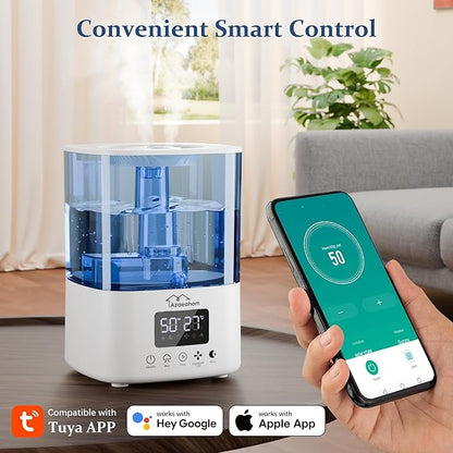 Smart Humidifiers for Bedroom, Top Fill 4L Cool Mist Air Humidifier for Large Room, Essential Oil Diffuser App Control, Fast Symptom Relief, Nightlight, 12H Quiet Runtime for Baby, Plant