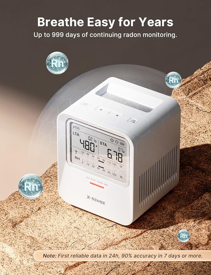 X-Sense Radon Detector for Home, Audible & Visual Alerts, XR0B-SR