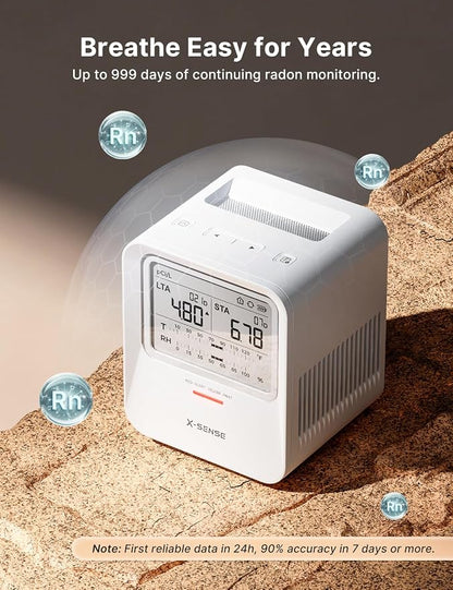 X-Sense Radon Detector for Home, Audible & Visual Alerts, XR0B-SR