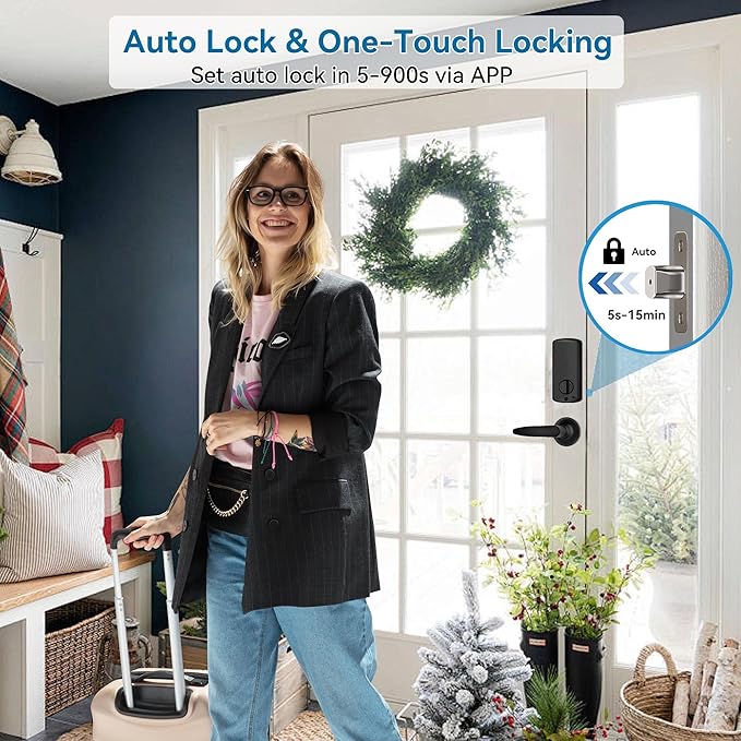Harfo Smart Fingerprint Door Lock, Keyless Entry Deadbolt, Full App Control Biometric Lock, Electronic Digital Touchscreen Keypad, Auto Lock, Easy Install, Black