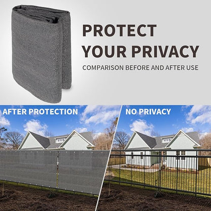 LOVE STORY Custom Size 3.3'x32' Dark Grey Balcony Privacy Screen,UV Block Privacy Fence Screen,90% Shield for Outdoor Pool Garden Apartment Railing