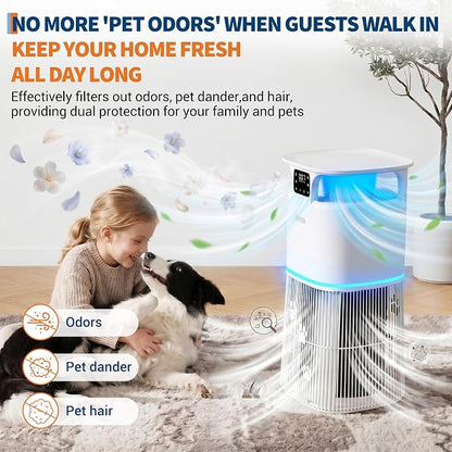 Smart Air Purifier for Home Large Room up to 3700 Ft² & Washable Pre-Filter