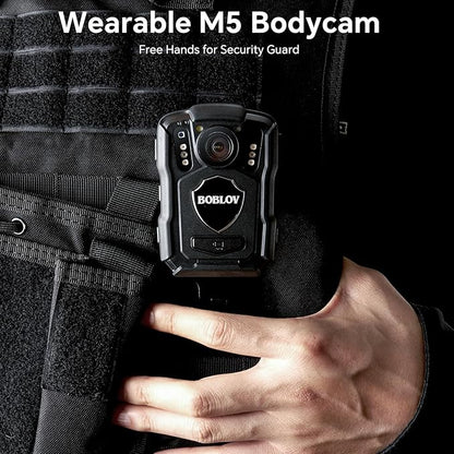 BOBLOV M5 2K Police Body Worn Camera, GPS Enabled &1440P Body Mounted Cam, 128G Body Cam Built-in 4200MAH Battery,12Hrs Record, IP67 Waterproof, Night Vision Law Enforcement with Car Suction Mount