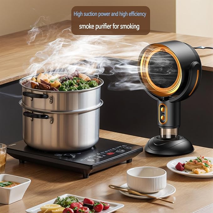PuffHide Purifier for Smoking Indoors, Portable USB Rechargeable Adjustable, Detachable Smoke Fan for BBQ, Hot Pot, Indoor Grill & Kitchen Cooking, Gold