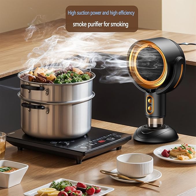 Puff Hide Fan Portable Exhaust fan, Removable Range Hood, Cooking Fume Purifier for and Washable Filter for Indoor BBQ,Hot Pot