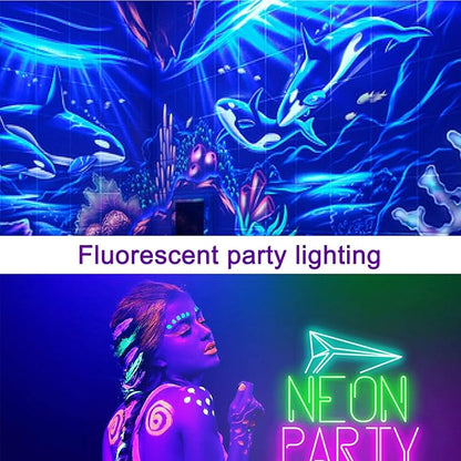 4-Pack LED Black Light Bar, Blacklight Bar with IP65 Waterproof, Glow-in-The-Dark Party Lights for Indoor/Outdoor Stage Lighting, Halloween, and Body Paint
