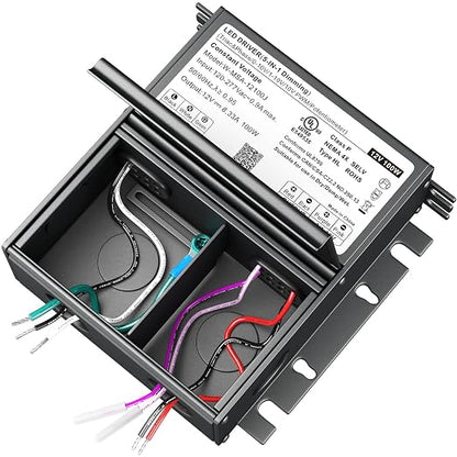 UL Listed 100W 12V 5-in-1 Dimmable LED Driver, Universal Power Supply for TRIAC/Phase, 0-10V, 1-10V, PWM, Potentiometer Dimmers, for LED Strip Lights, Panel, Landscape Lighting, cUL/Class2/ClassP