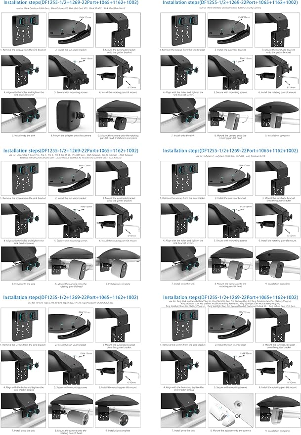 HOLACA Universal Gutter Mount and Sun Rain Shade Cover for All Outdoor Security Camera with 1/4 Screw, Shield Compatible with Ring, Blink, Google Nest, Eufy, Arlo, WYZE, Tapo (Security Camara)