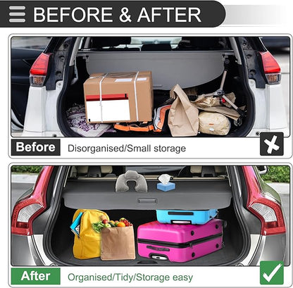 Motoforti Car Trunk Retractable Cargo Cover for Honda CRV 2012-2016 Rear Trunk Parcel Shelf Luggage Security Shield Shade, Canvas, Black Carbon Fiber Pattern