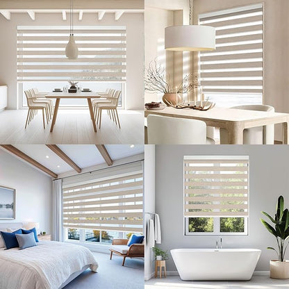 Motorized Zebra Blinds for Windows Cordless Electric Curtains with Remote Control Blackout Shades Custom Smart Blinds Compatible with Alexa Google Home(Roomdarking Caramel,W22 X 72in)
