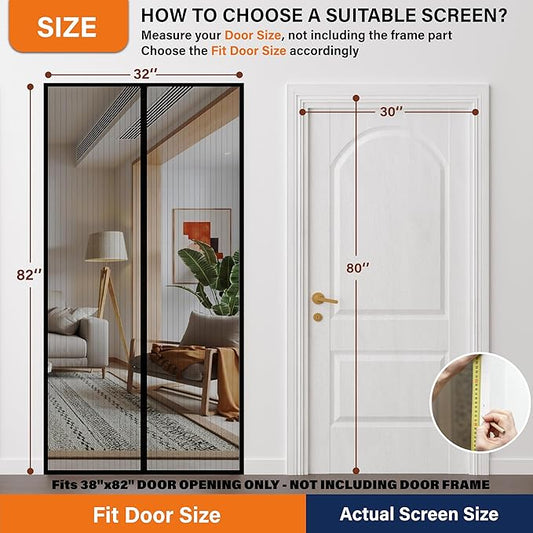 Magnetic Screen Door, Keep Bugs Out, Pet & Kid Friendly，Works with Front Doors, Sliding Doors,Fit Door Size 30 x 80 Inches