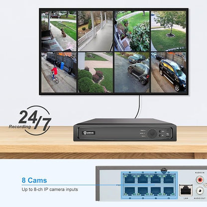 Anpviz AI 12MP 8CH POE NVR (12MP/8MP/6MP/5MP/4MP) Smart AI POE Network Video Recorder - Supports up to 8 x 12MP/4K IP Cameras, 8-Channel Power Over Ethernet Pre-installed 2TB NVR7608Q18P-2TB(H Series)