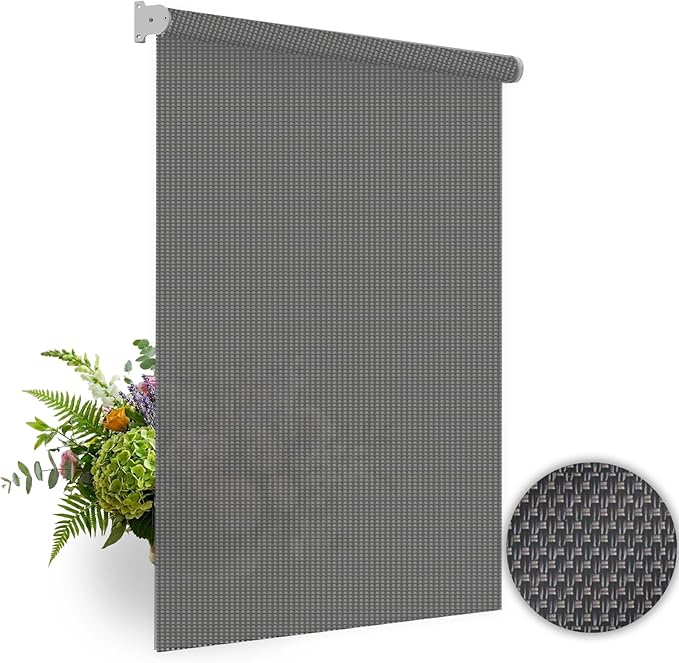 HILADUO Customized Solar Screen Roller Shade Blinds with Remote-Controlled Motorized Operation, 1%, 3% or 5% Openness Screen Fabric, Made in USA