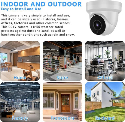 5MP Security Camera 4-in-1 TVI/CVI/AHD/CVBS 960H Analog CCTV Camera Security Dome Outdoor, 2.8mm Lens, 105° Wide Angle, 98ft Night Vision, IP66 Waterproof, Aluminum Metal Housing (White)