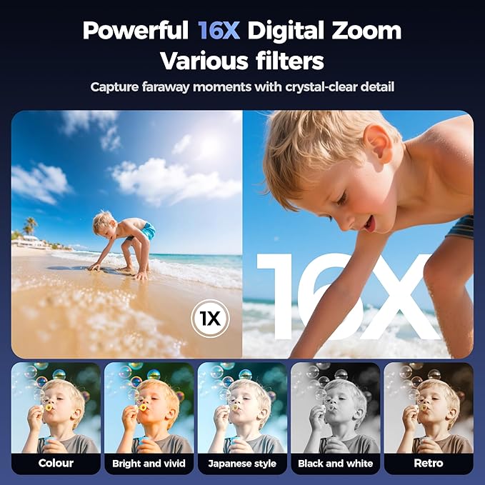 Digital Camera 4K for Photography - 64MP Cameras for Video - 180°Flip Screen Compact Cámara - 16X Zoom Photo Camera Gifts for Teens Ages 8-18 - Point and Shoot Digital Cameras for YouTube Vlogging
