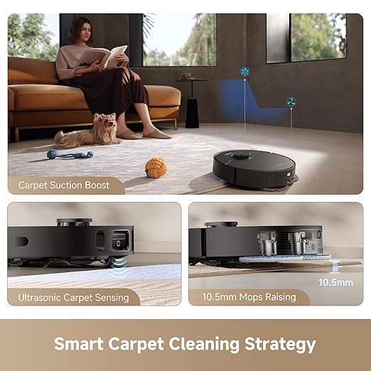 DREAME L40s Ultra CE Robot Vacuum and Mop Combo with Self-Emptying Dock, 13,000Pa Suction, Mop Self-Cleaning and Auto-Raising, Ultrasonic Carpet Sensing, Ideal for Pet Hair, Carpet and Hard Floors