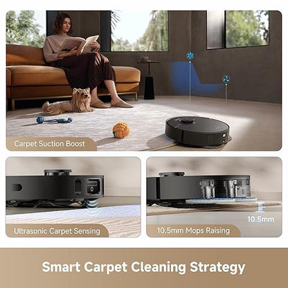 DREAME L40s Ultra CE Robot Vacuum and Mop Combo with Self-Emptying Dock, 13,000Pa Suction, Mop Self-Cleaning and Auto-Raising, Ultrasonic Carpet Sensing, Ideal for Pet Hair, Carpet and Hard Floors