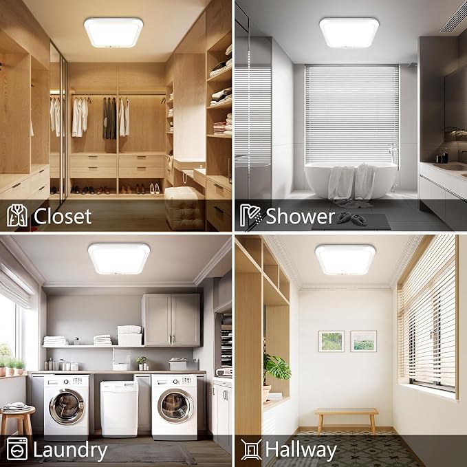 Rechargeable Motion Sensor Ceiling Light, Battery Closet Light 12 RGB Color