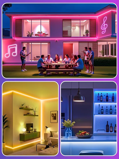 RIYO Neon Rope Lights, 32.8Ft RGB LED Strip Lights - App & Remote Control, Music Sync, IP67 Waterproof, Flexible Neon Lights for Bedroom, Gaming, Party, Outdoor Decor, Multiple Modes