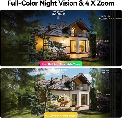 4MP Window Camera, 2.4GHz & 5.8GHz WiFi 6 Indoor Camera with Phone App, Cameras for Home Security with Full Color Night Vision, AI Person & Motion Detection, 24/7 Recording, Compatible with Alexa