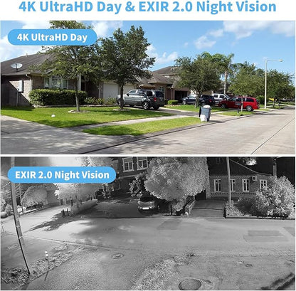 8MP 4K PoE IP Camera Outdoor,Dome Camera with Human/Vehicle Detection,Built-in Mic, 2.8mm Len F1.6 Large Aperture, Security Camera with 100ft EXIR 2.0 Night Vision, IK10/IP66, Blue Iris,NDAA Compliant