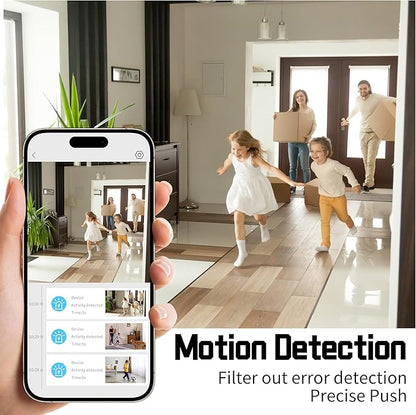 2K Wireless Indoor Camera for Home Security, Mini Hidden Camera with Long Battery Life & AI Motion Detection, 2.4G Hz WiFi, Color Night Vision, Two-Way Talk, No SD Card Needed