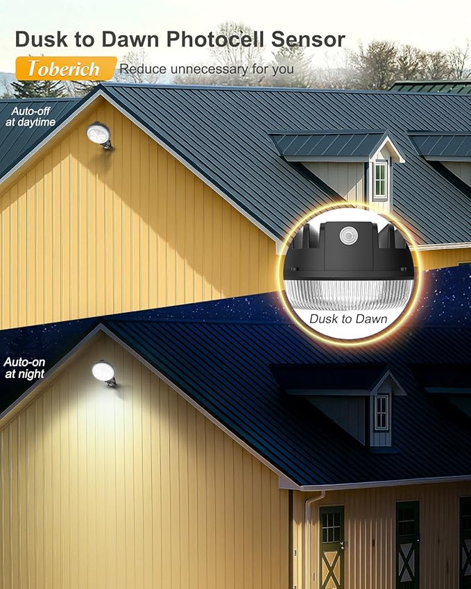 toberich LED Barn Light 2 Packs, 150W 20000LM Yard Area Lights Dusk to Dawn Outdoor Lighting with Upgraded Photocell 6500K Adjustable Angle Daylight IP66 Waterproof Street Lights for Farmhouse/Garage