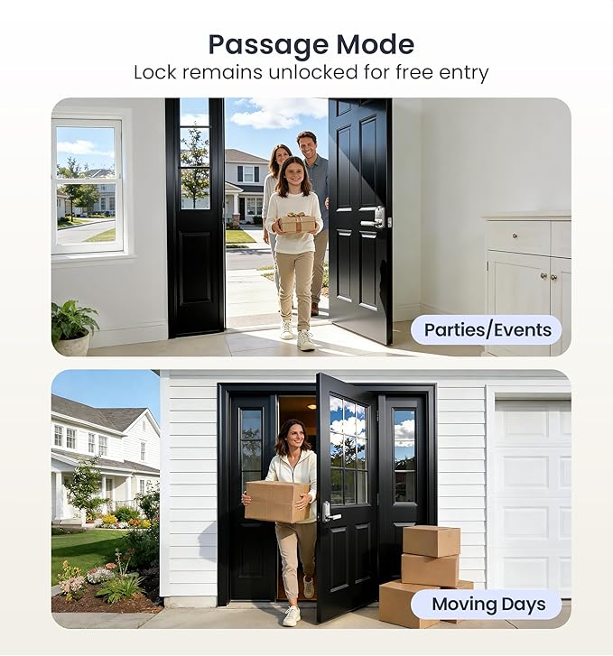 Veise VE019 Fingerprint Smart Lever Lock, App Control, Keyless Entry Door Lock with Handle, Touchscreen Keypad Knob for Front Door and Bedroom, Remote Access Sharing, IP55 Waterproof, Satin Nickel