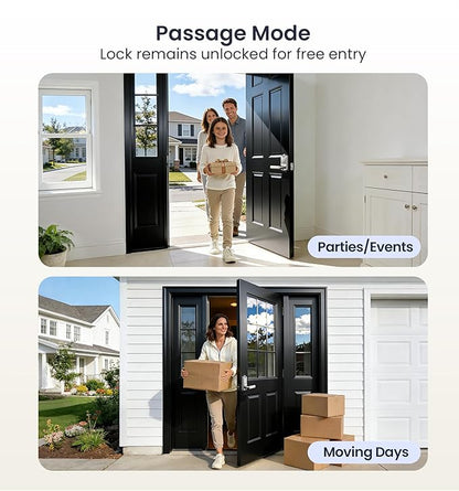 Veise VE019 Fingerprint Smart Lever Lock, App Control, Keyless Entry Door Lock with Handle, Touchscreen Keypad Knob for Front Door and Bedroom, Remote Access Sharing, IP55 Waterproof, Satin Nickel