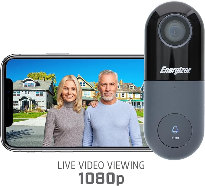 Energizer Connect Smart 1080p Security Video Doorbell Wired & Chime, Requires Existing Doorbell Wires, 2-Way audio, Cloud Storage, Remote Access, Voice control works with Alexa & Google Assistant