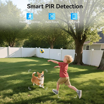 Dual Lens Indoor Security Camera - 2.4G WiFi, 360° PTZ Waterproof Camera, Battery Operated Camera for Home Indoor Seguridad Surveillance