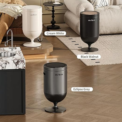 MRBIN Metal Motion Sensor Trash Can with Lid, 5.3 Gallon Wine Glass Shaped Automatic Waste Basket Touchless, Smart Round Tall Garbage with High Leg for Office, Bedroom, Kitchen, Black