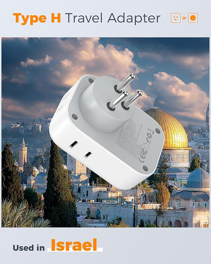 TESSAN Israel Adapter Plug, 2 Pack, Type H Travel Adaptor