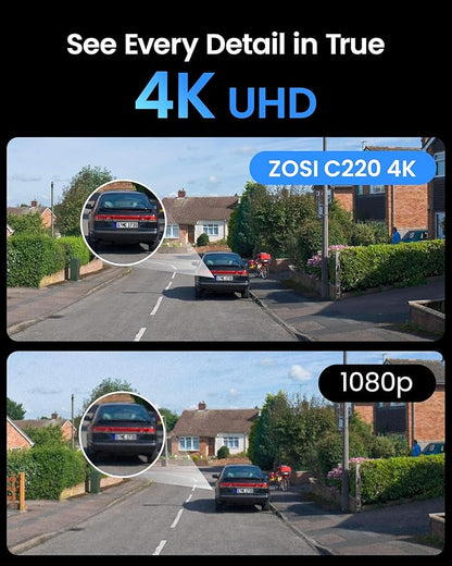 ZOSI C220 4K UHD 8MP Add-On PoE IP Camera Outdoor Indoor, Surveillance Security Camera for Home, AI Person/Face/Vehicle Detection, One-Way Audio, 100ft IR Night Vision, Only Work with ZOSI PoE NVR