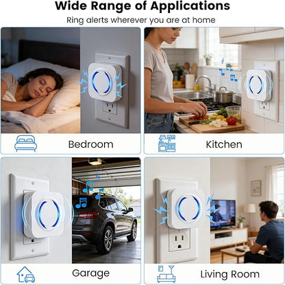 WiFi Doorbell Chime Extender for Ring, Blink & Nest - Indoor Plug & Play, 58 Ringtones, 5 Volume Levels, LED Flash Alert, Unlimited Expandable for Bedroom, Garage, Basement, Alexa Compatible