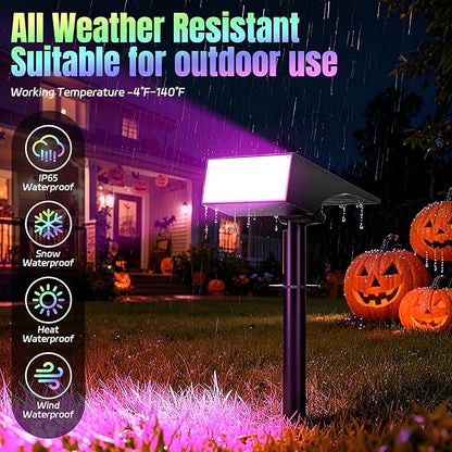 WENATY Solar Spot Lights Outdoor Color Changing, [7 Mode/6 Pack] Christmas Landscape Spotlights, Solar Lights Outdoor Waterproof,Led Powered Flood Light for Halloween Pathway Yard Garden Tree Walkway