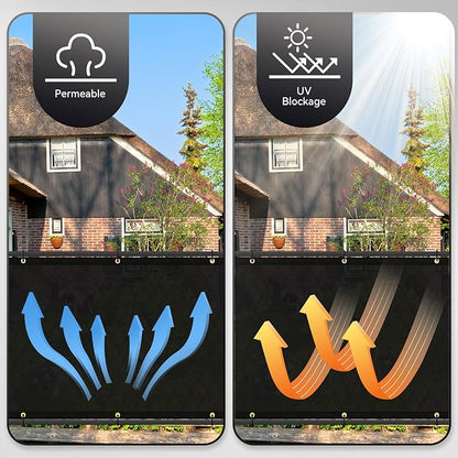 Fence Privacy Screen Custom Size 6'X88' with 90% Blockage Durable 170 GSM Mesh Cover Shade Net for Patio, Porch, Backyard, Balcony, and Pool Deck Black